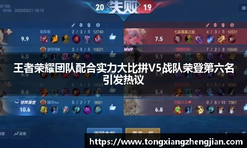 王者荣耀团队配合实力大比拼V5战队荣登第六名引发热议